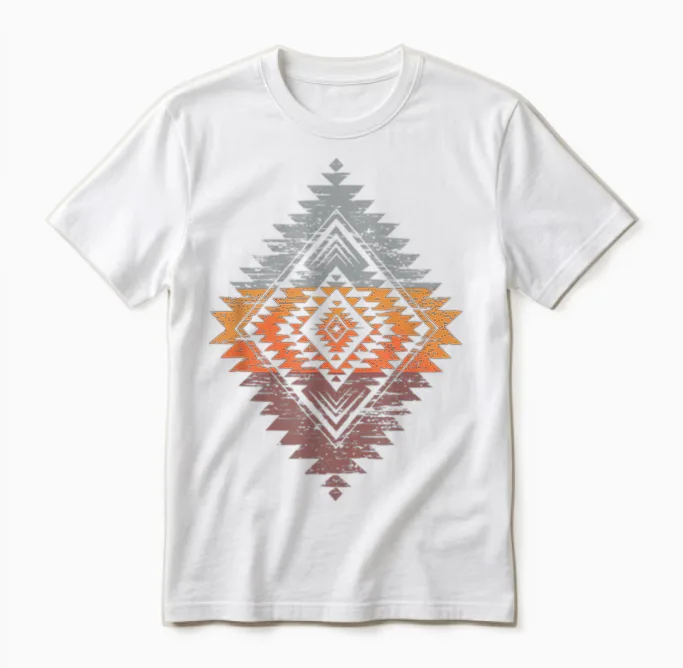 Südamerika Muster Indianer Azteken Unisex T-Shirt in White