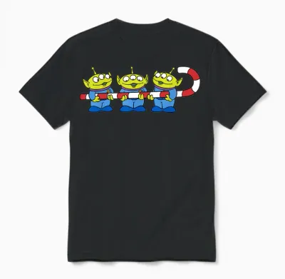 Disney Pixar Toy Story Aliens Candy Cane Christmas Unisex T-Shirt - Black