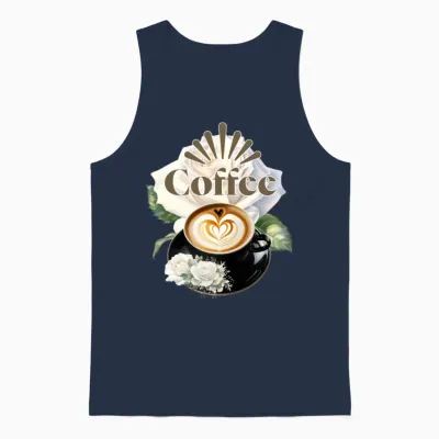 Coffee Heart Rose Gd Unisex Tank Top - Navy