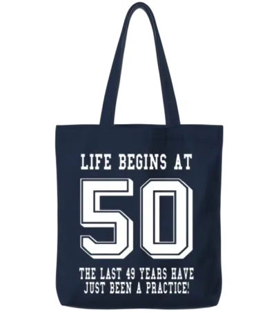 Life Begins at 50... 50th Birthday Tote Bags - Navy