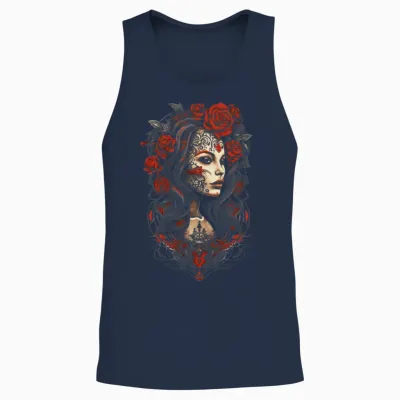 Women and Roses, Retro, Vintage Unisex Tank Top - Navy