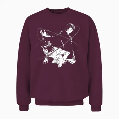 Death Note Light and L Chains Anime Unisex Sweatshirt - Maroon