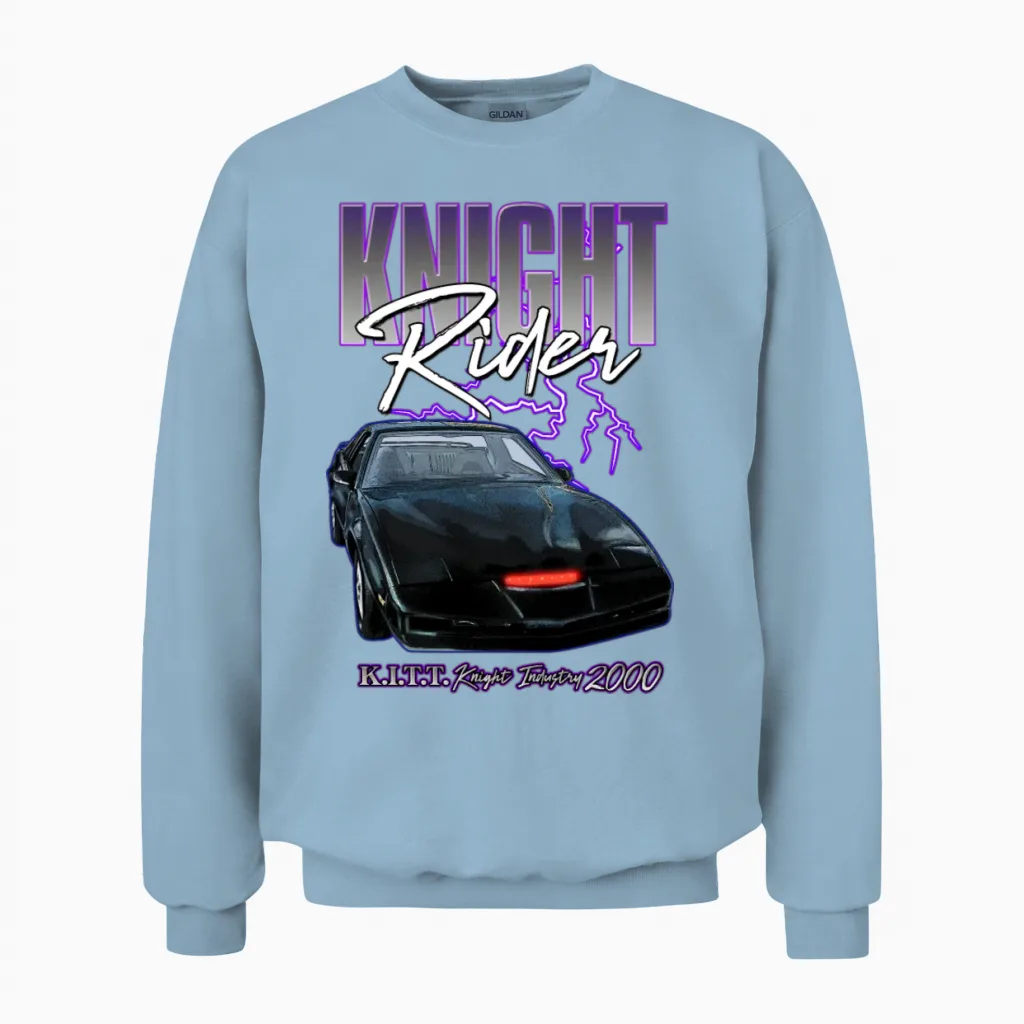 Knight Rider Kitt Knight Industry 2000 Unisex Sweatshirt in Light Blue