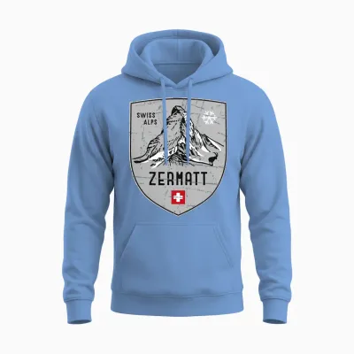 Zermatt Matterhorn Mountain Switzerland Emblem Unisex Hoodie - Carolina Blue