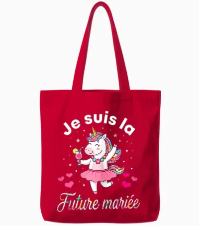 Je Suis La Future Mariée Mariage Femme Licorne Tote Bags - Red