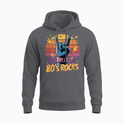 Vintage 80s Rock Bands 80s Party Retro Music Band Unisex Hoodie - Charcoal