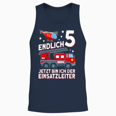 Endlich 5 Jetzt Bin Ich Einsatzleiter Kinder Feuerwehrmann Unisex Tank Top - Navy