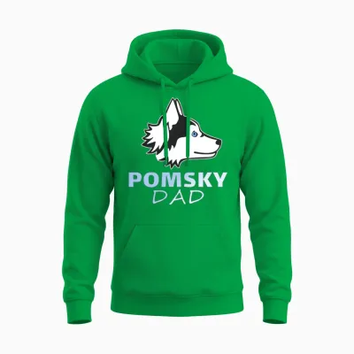 Pomsky for Dad Funny Dog Pomsky Lovers Funny Unisex Hoodie - Irish Green