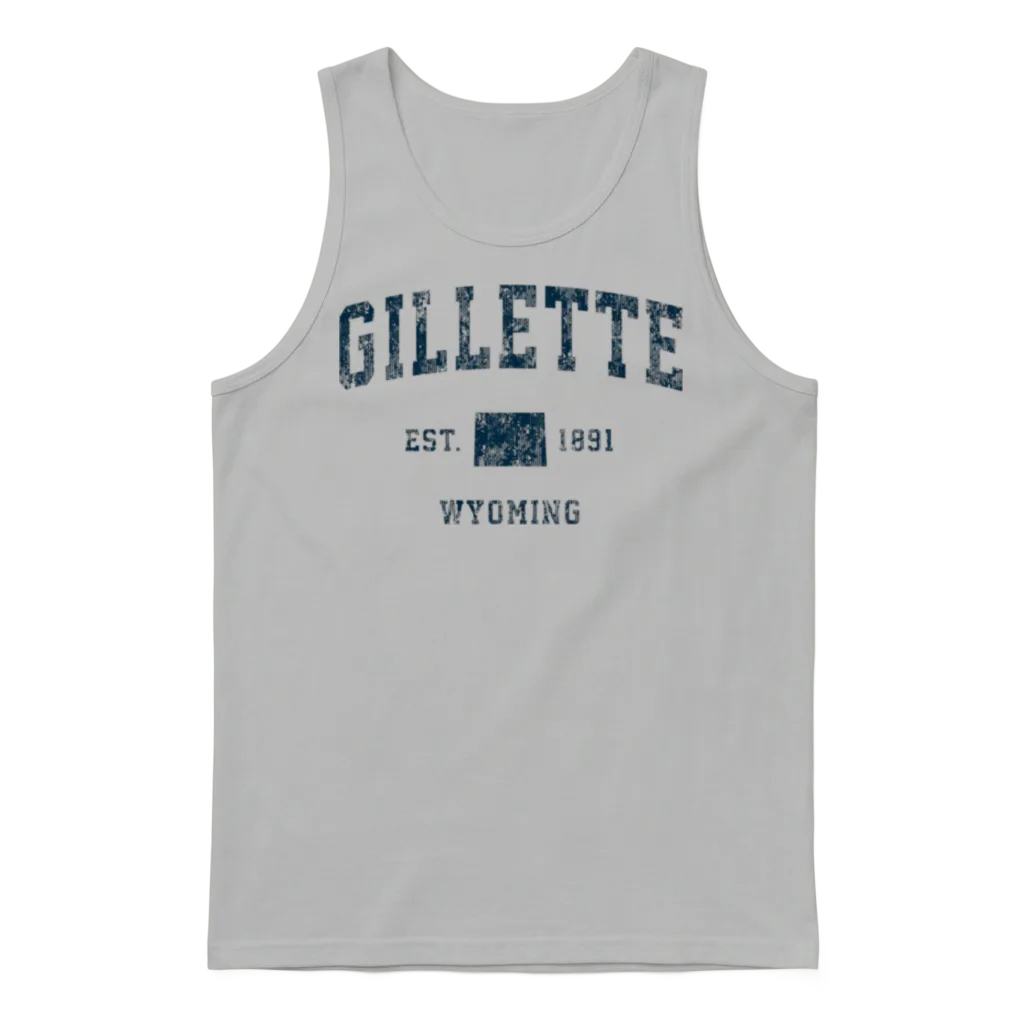 Gillette Wyoming Wy Vintage Sports Design Navy Unisex Tank Top - Ash