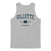 Gillette Wyoming Wy Vintage Sports Design Navy Unisex Tank Top - Ash – 1