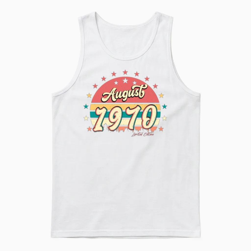 1970 August Retro Unisex Tank Top in White