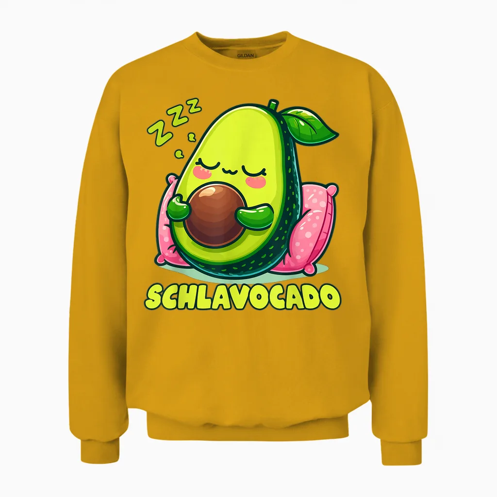 Official Sleep Shirt Avocado Sleep Unisex Sweatshirt in Gold