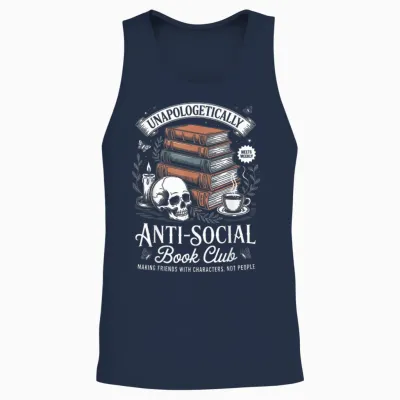 Anti-Social Book Club Reader Bücher & Kaffee Dark Academia Unisex Tank Top - Navy