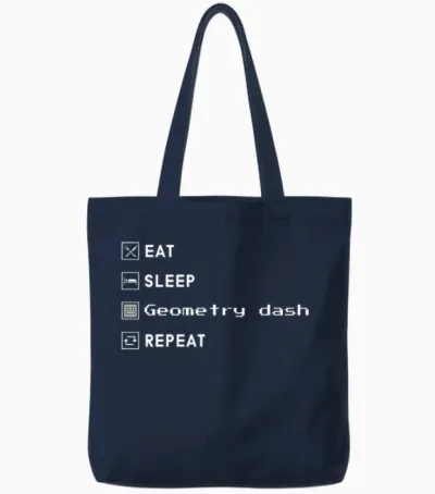 Eat Sleep Geometry Dash Repeat Tote Bags - Navy