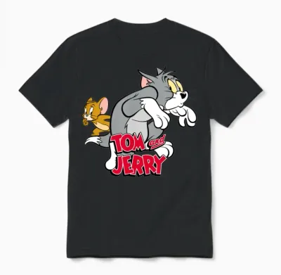 Tom and Jerry Tiptoeing Unisex T-Shirt - Black