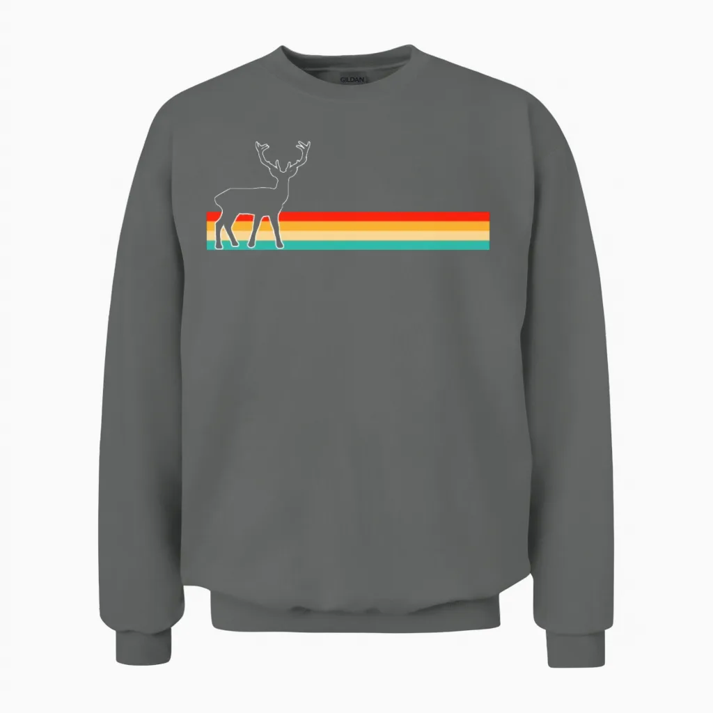 Deer Retro Wildlife Gift Unisex Sweatshirt in Graphite Heather