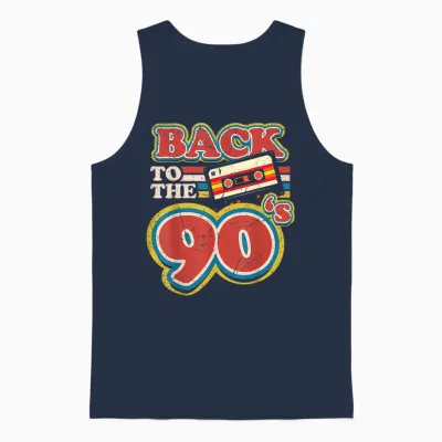 90s Outfit | Back to the 90s Retro Party Carnival T-Shirt, Black Unisex Tank Top - Navy