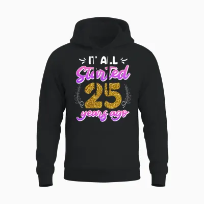 Married 25 Years 25th Wedding Anniversary Unisex Hoodie - Black