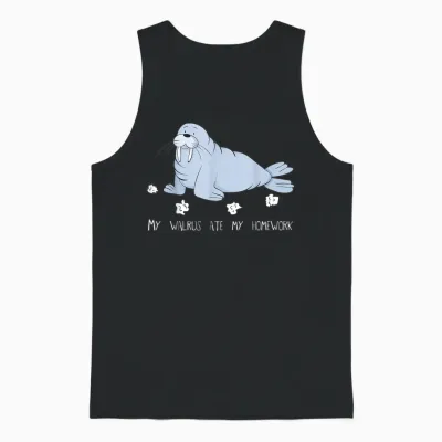 My Walrus Ate My Homework Niedlicher Witziger Walrus Unisex Tank Top - Black