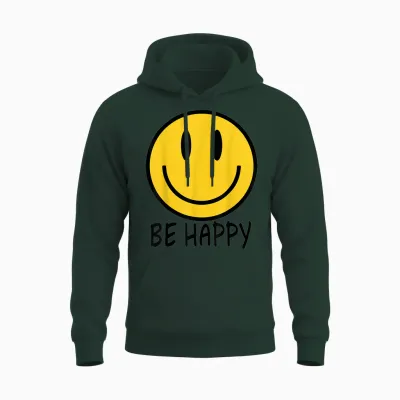 Be Happy 70s 80s Yellow Smile Face Happy Smiling Face Unisex Hoodie - Forest
