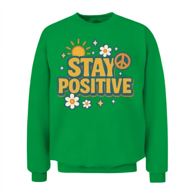 Stay Positive Retro Unisex Sweatshirt - Irish Green