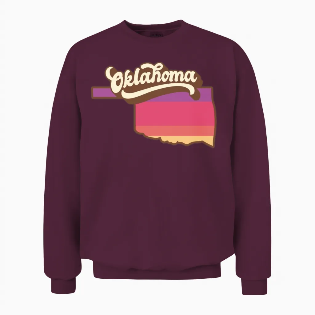 Oklahoma Retro Usa - Patriotic & 4th of July Unisex Sweatshirt in Maroon