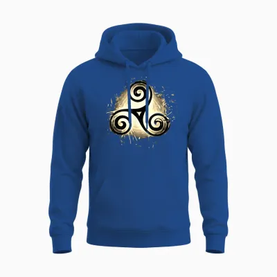 Triskel Triquetra Rune Celtic Protective T-Shirt, Black, S Unisex Hoodie - Royal