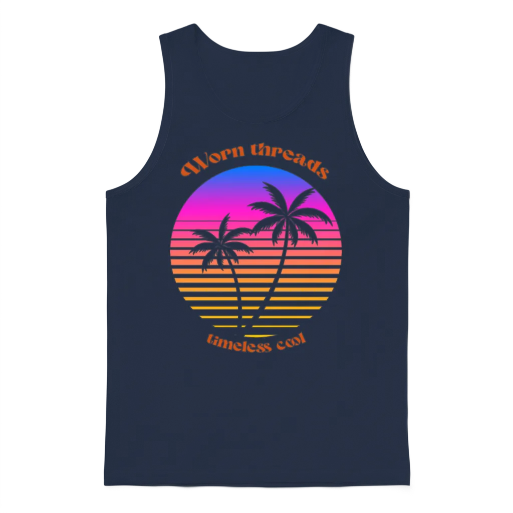Vintage Sunset Retro โ Summer & Beach Gift Unisex Tank Top - Navy