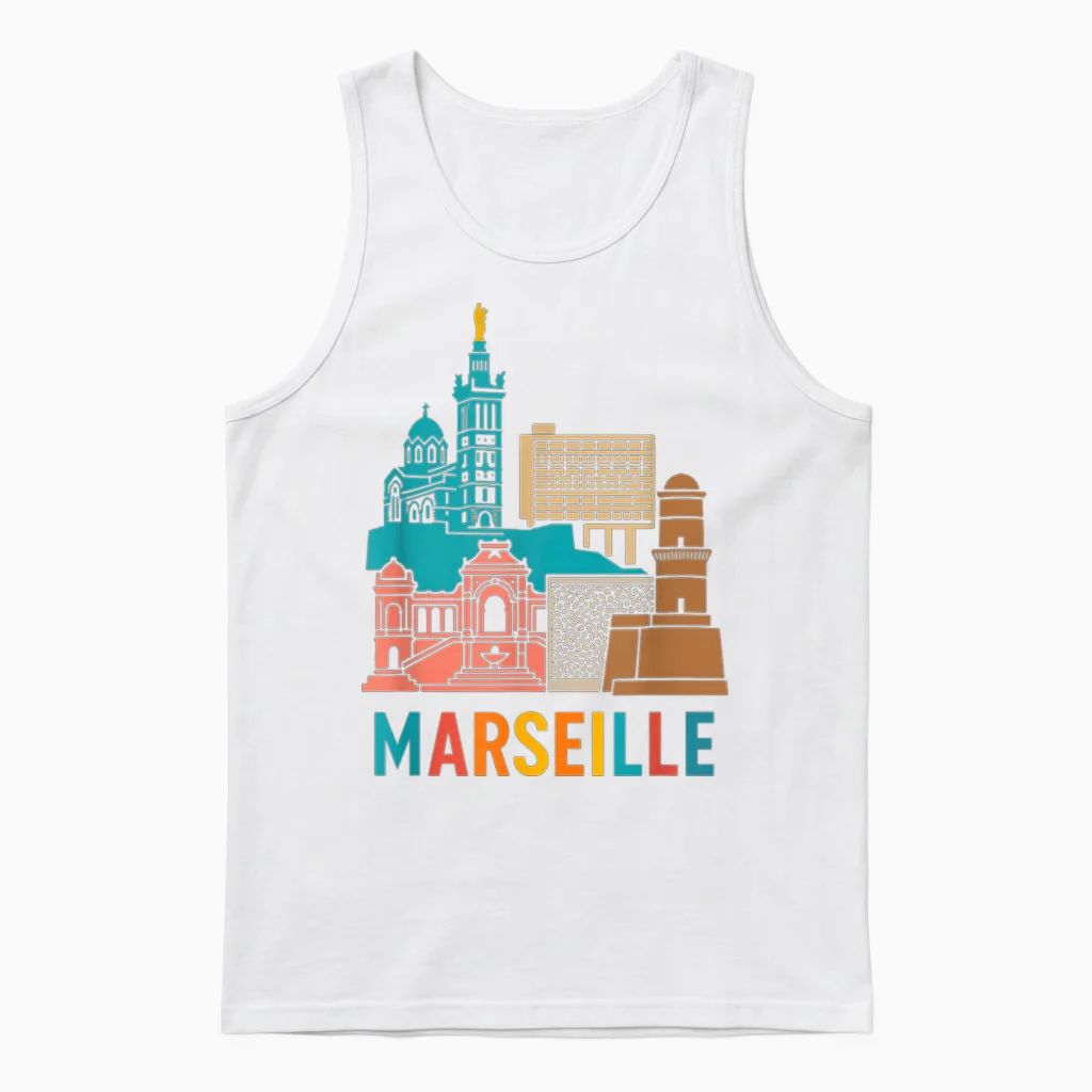 Marseille Unisex Tank Top in White