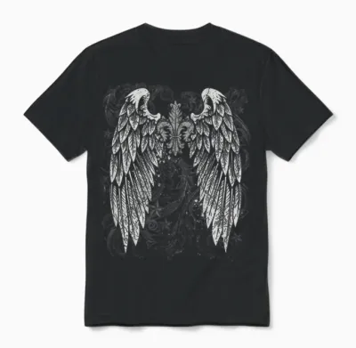 Grunge Wings Angel on Back Y2k 2000s Goth Vintage Harajuku Unisex T-Shirt - Black
