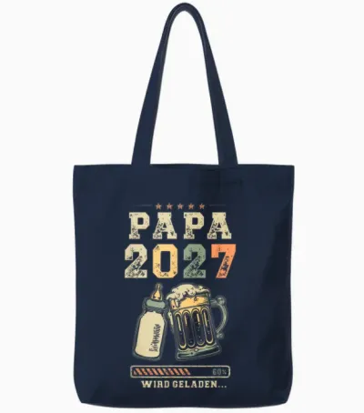 Bald Papa 2027 Werdender Papa Babyflasche Und Krug Tote Bags - Navy