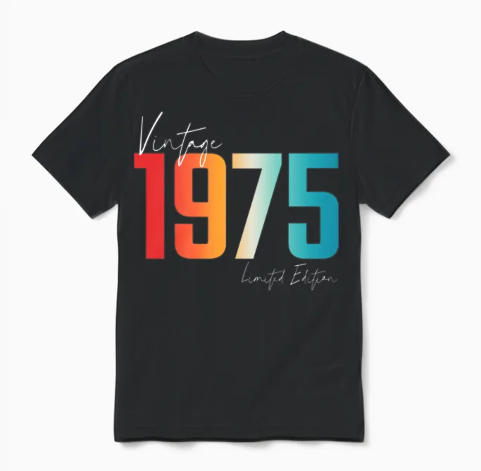 Vintage 1975 Limited Edition Unisex T-Shirt in Black
