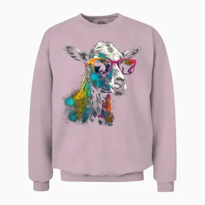 Ziegenliebhaber Kunstwerk Sonnenbrille | Bunte Tiermotiv Ziege Unisex Sweatshirt - Light Pink