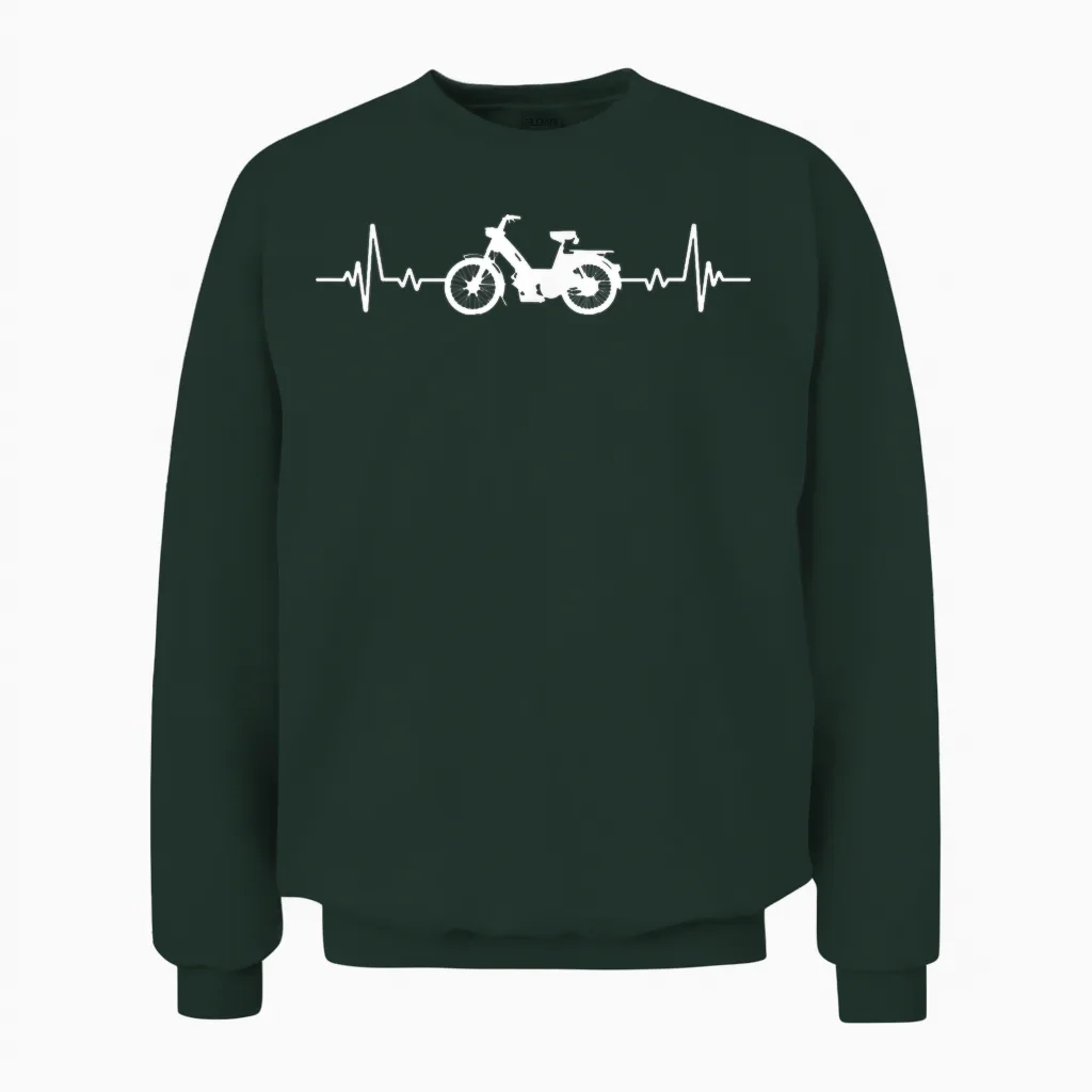 Moped Mob Mobeur Moped Heartbeat Humour T-Shirt, Black, S Unisex Sweatshirt in Forest