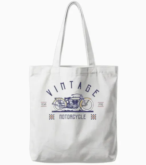 Retro Vintage Tote Bags in White
