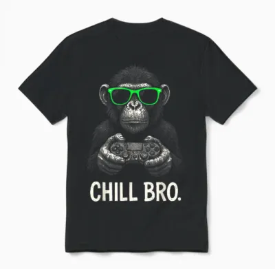 Chill Bro Cooler Affe Mit Sonnenbrille Gamer Geschenk Lustig Unisex T-Shirt - Black
