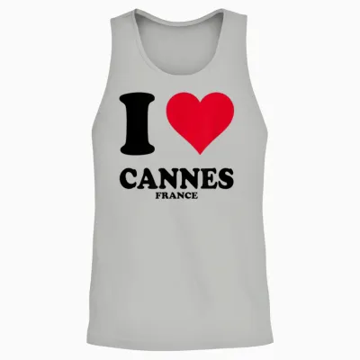 I Love Cannes T-Shirt, White, S Unisex Tank Top - Ash