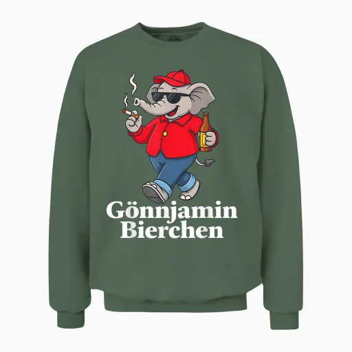 Gönnjamin Bierchen X Benjamin Bierchen Beer Delicious Beer Unisex Sweatshirt in Military Green