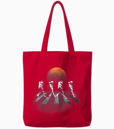 Astronauts in Walking in Space Occupy Mars Tote Bags - Red