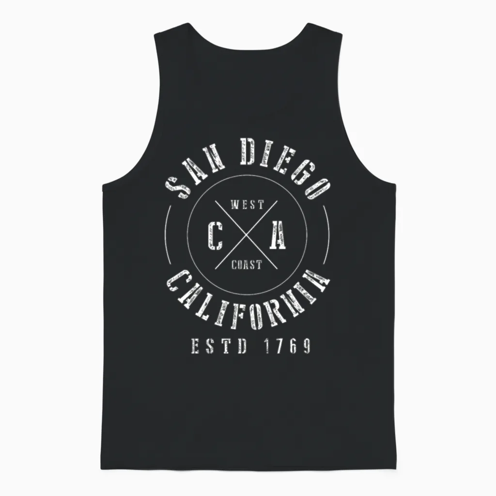 San Diego California Unisex Tank Top in Black