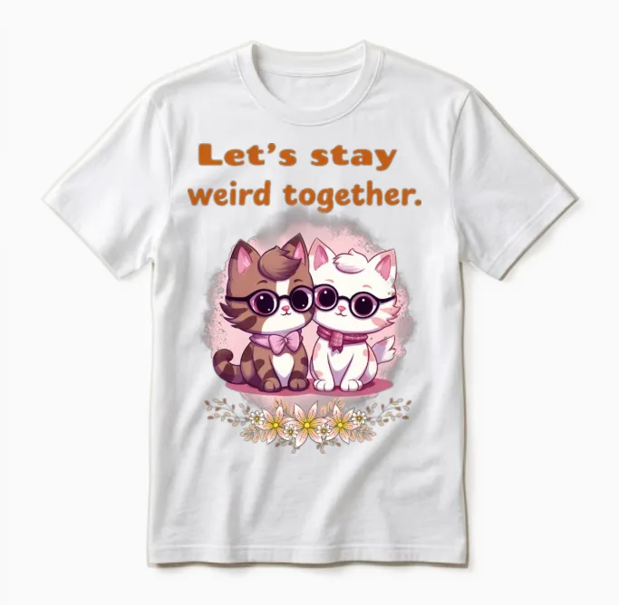 Funny Cat Comic Quote on Love & Hipster Unisex T-Shirt in White