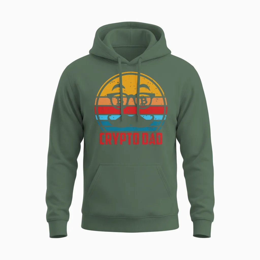 Crypto Dad, Bitcoin, Cryptocurrency, Crypto Unisex Hoodie in Military Green