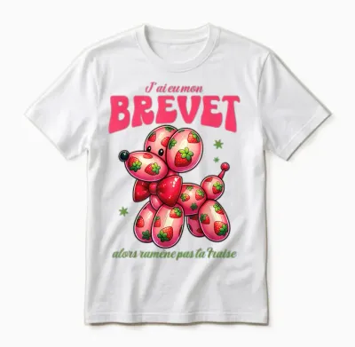 College Brevet 2025 Dog Strawberry Balloon and Success Unisex T-Shirt - White