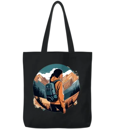 Hiking Girl Tote Bags - Black