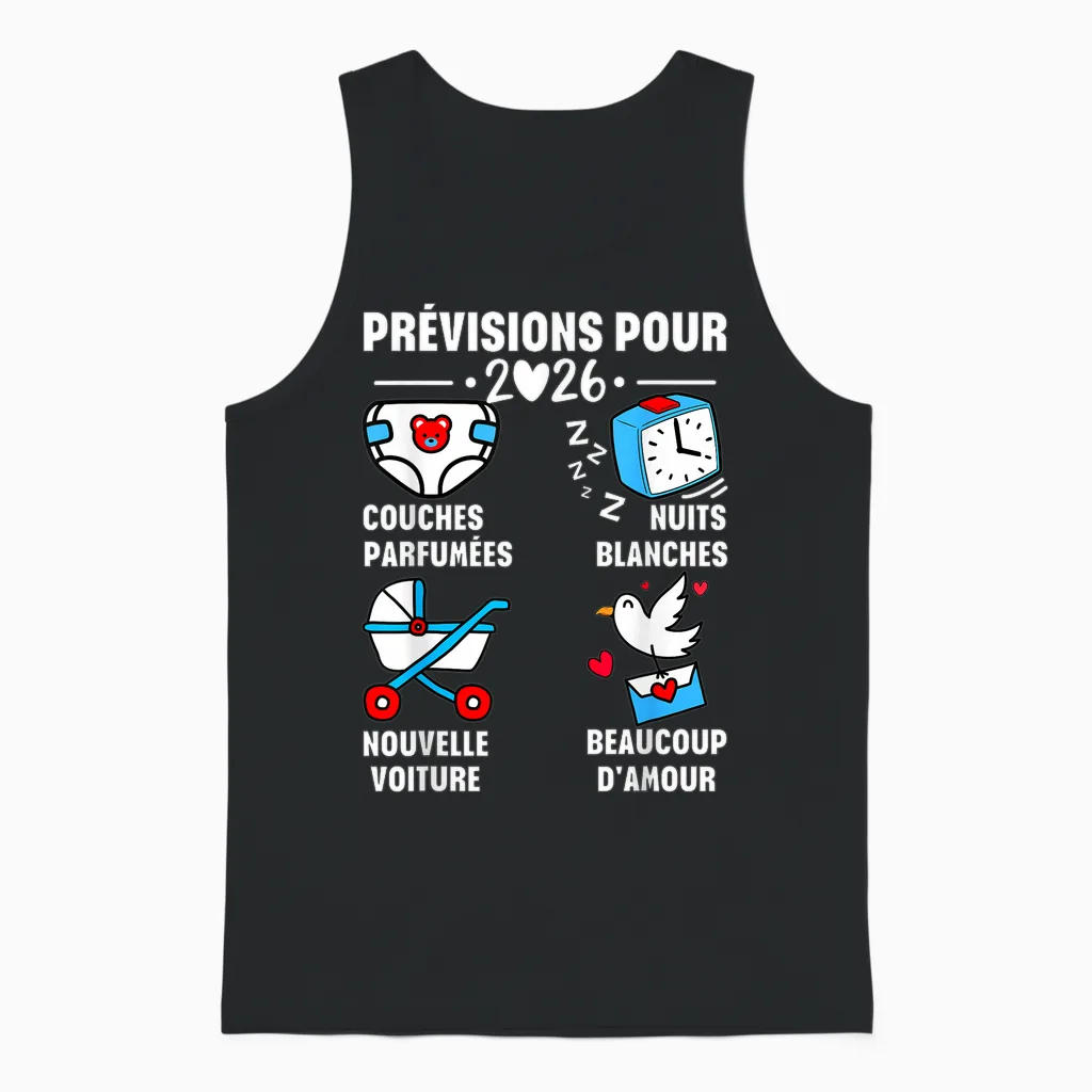 Man Soon Dad 2026 Announcement Humor, Gift Future Dad 2026 Unisex Tank Top in Black