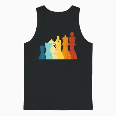 Retro Chess Pieces for Men Women Kids T-Shirt, Black, S Unisex Tank Top - Black