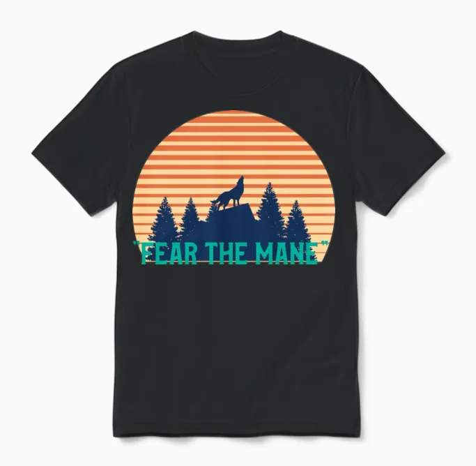 Fear the Mane Retro Unisex T-Shirt - Black
