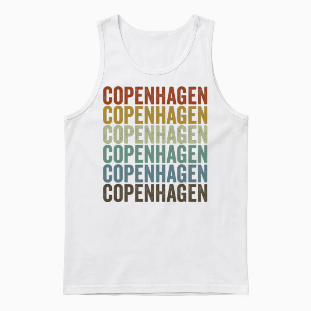 Copenhagen Denmark Retro Vintage Unisex Tank Top - White