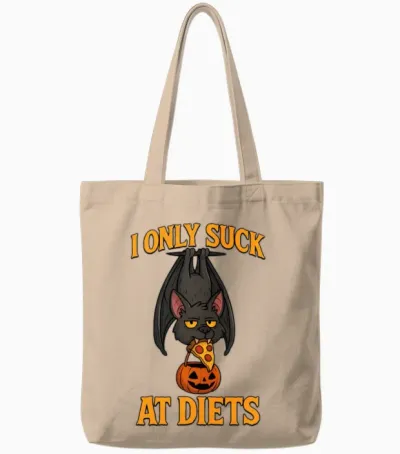 I Only Suck at Diets - Funny Halloween Bat Tote Bags - Natural