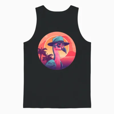 Style Flamingo Lovers Retro Unisex Tank Top - Black